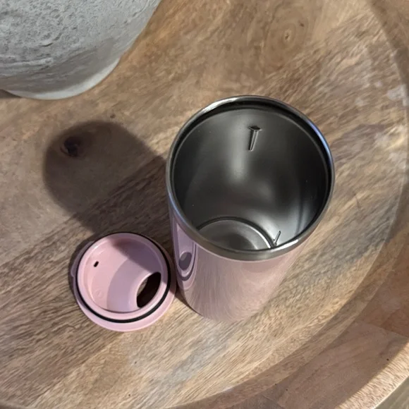 Stanley Pink Travel Mug with Silver Accent Slim Cooler - Picture 3 of 3